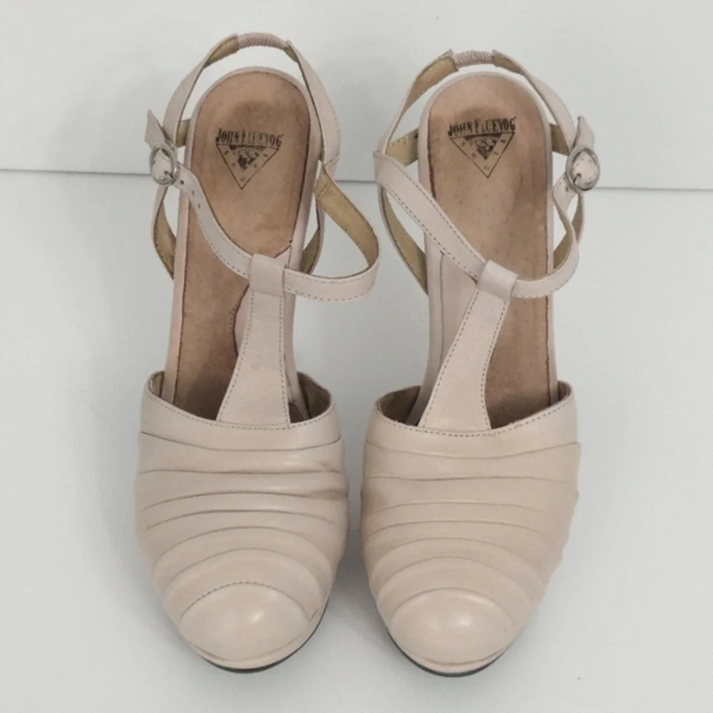 John Fluevog Memories Pink Hi Treasury Slingback Strappy‎ Platform Heels